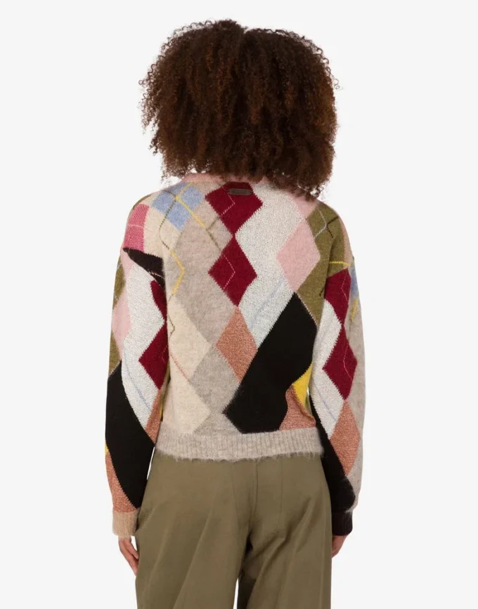 Inlaid gauze mohair pullover