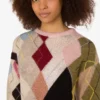 Inlaid gauze mohair pullover