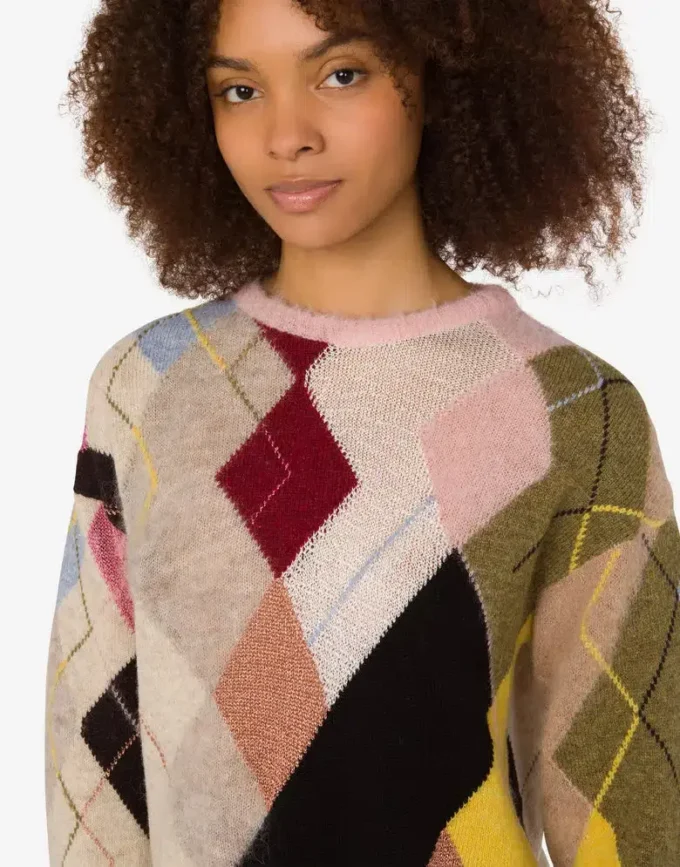 Inlaid gauze mohair pullover