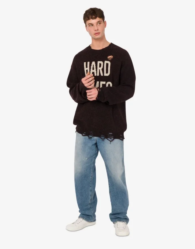 Inlaid shetland wool pullover