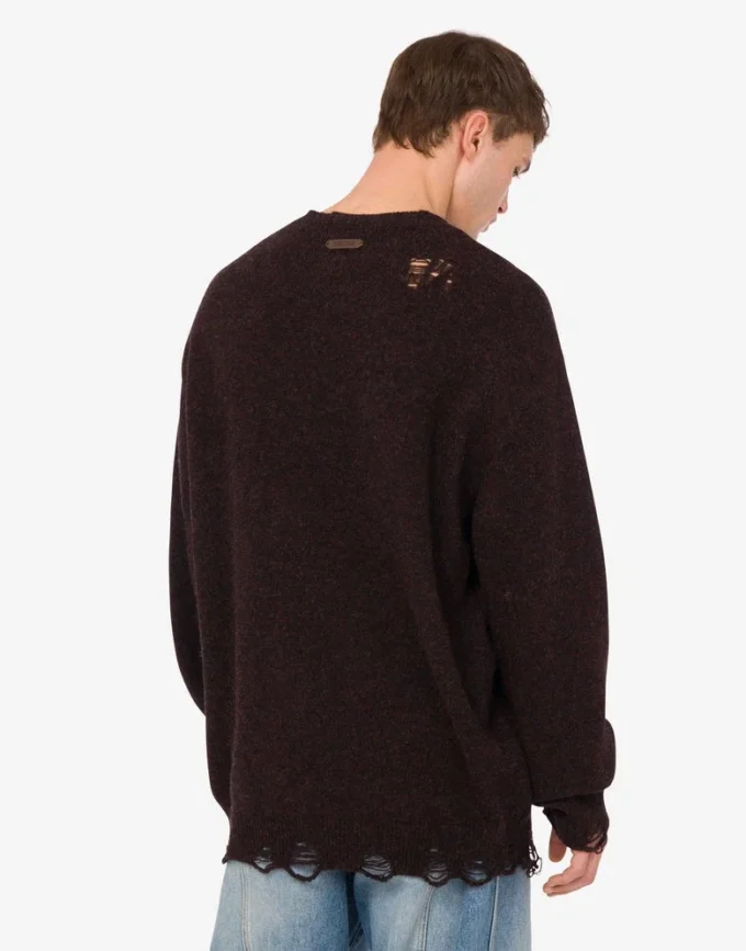 Inlaid shetland wool pullover
