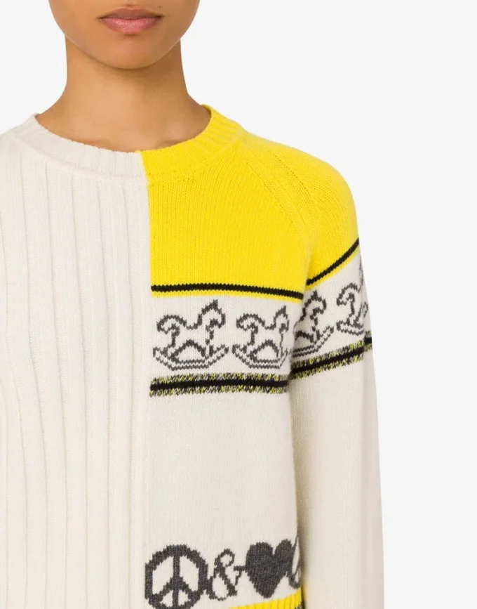 Intarsia wool blend pullover