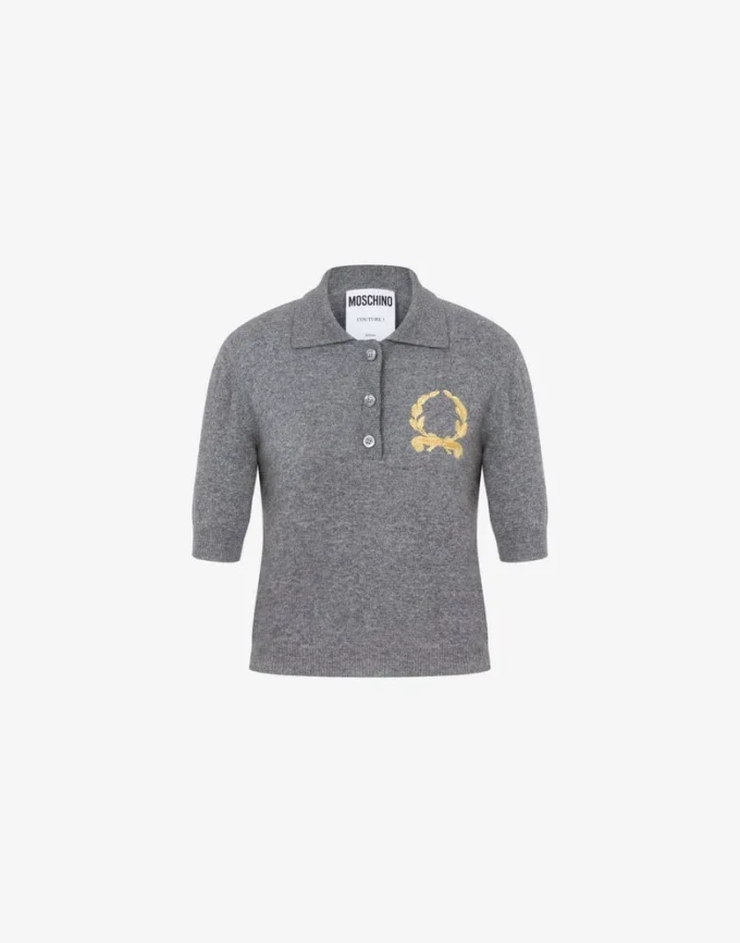 Knit Polo Shirt Laurel Crown Logo