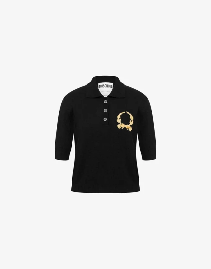Knit Polo Shirt Laurel Crown Logo