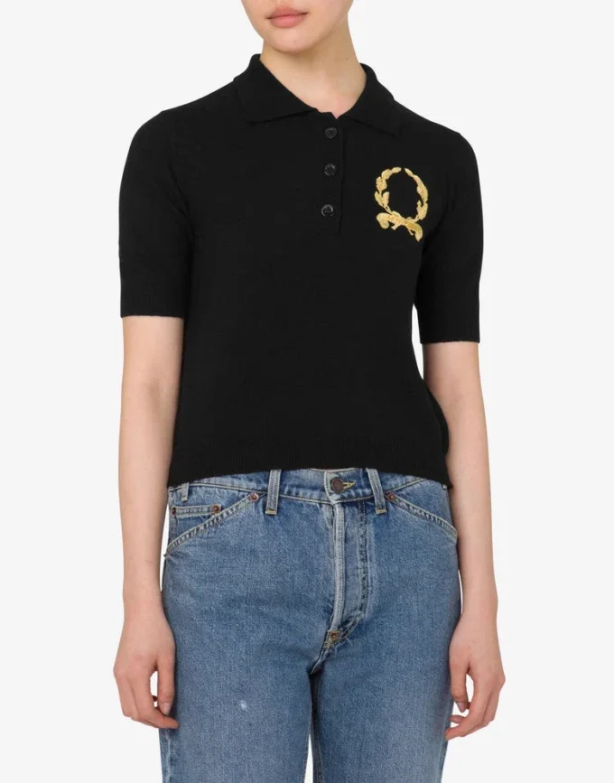 Knit Polo Shirt Laurel Crown Logo