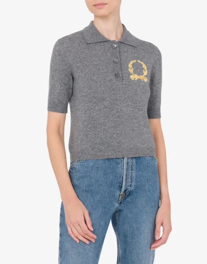 Knit Polo Shirt Laurel Crown Logo