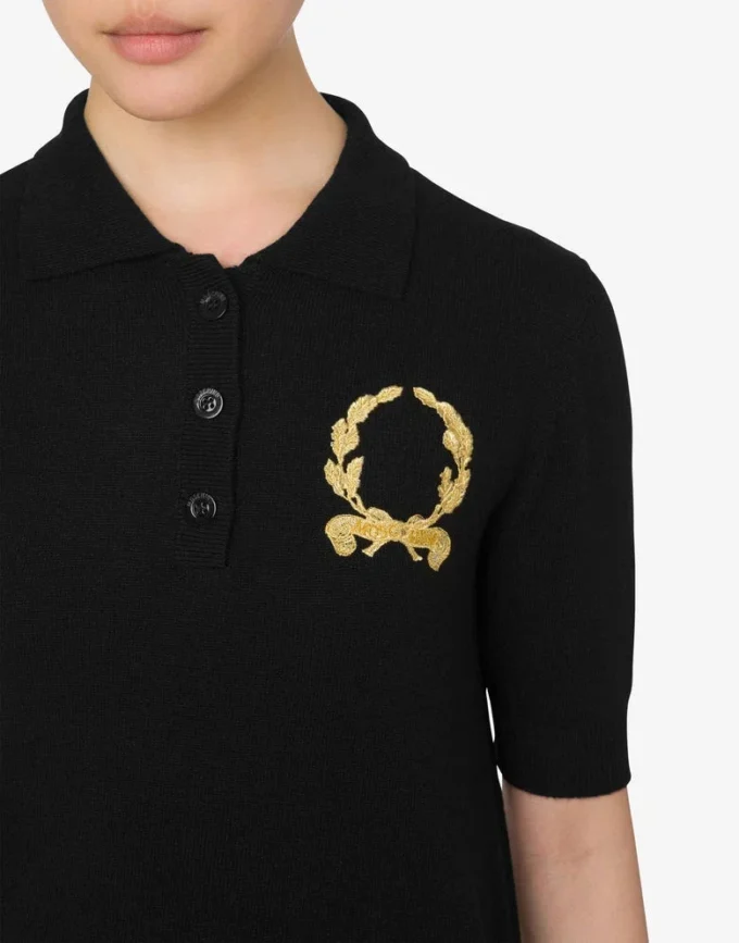 Knit Polo Shirt Laurel Crown Logo