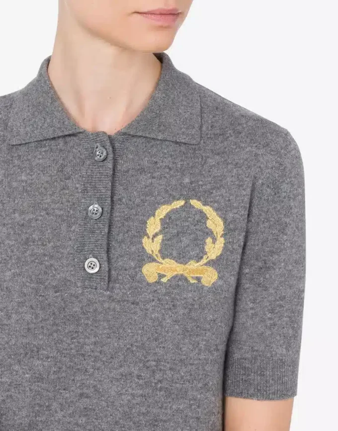 Knit Polo Shirt Laurel Crown Logo