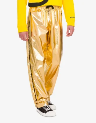 Laminated cotton muslin trousers
