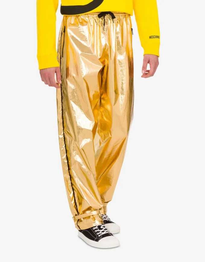 Laminated cotton muslin trousers