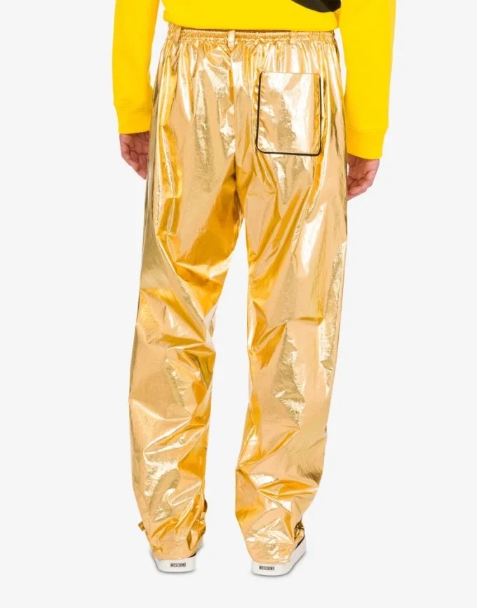Laminated cotton muslin trousers