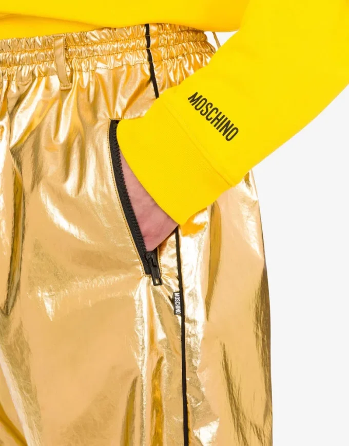 Laminated cotton muslin trousers