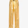 Laminated cotton muslin trousers