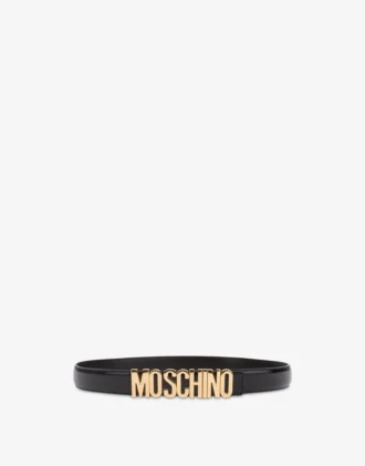 Leather belt with logo