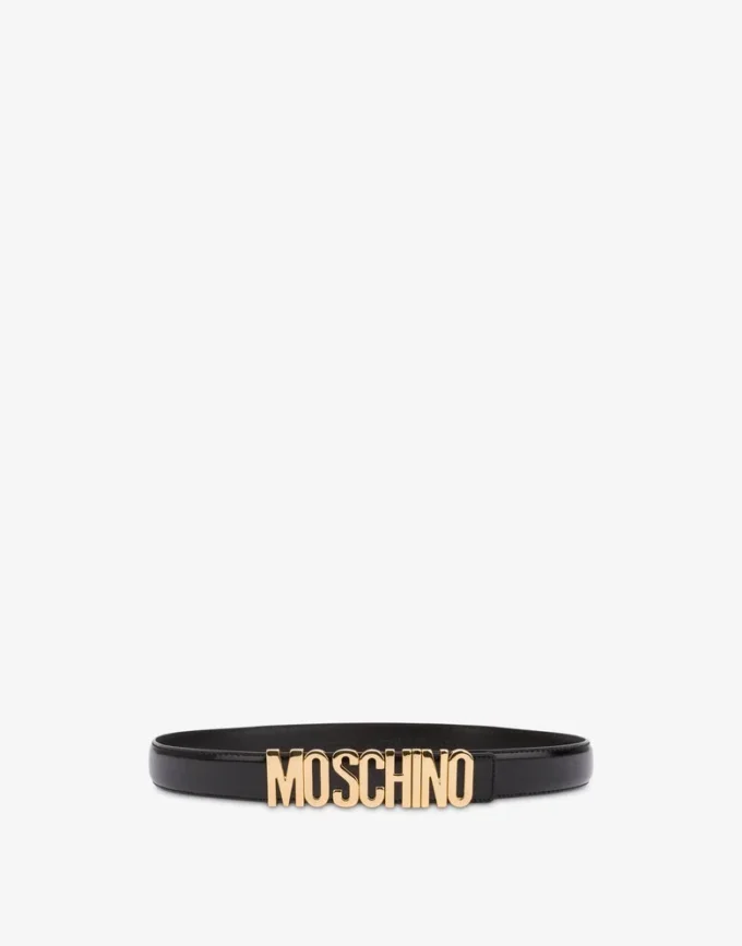 Leather belt with logo