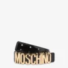 Leather belt with logo