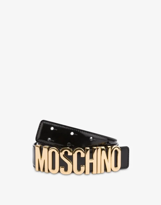 Leather belt with logo