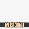 Leather belt with logo