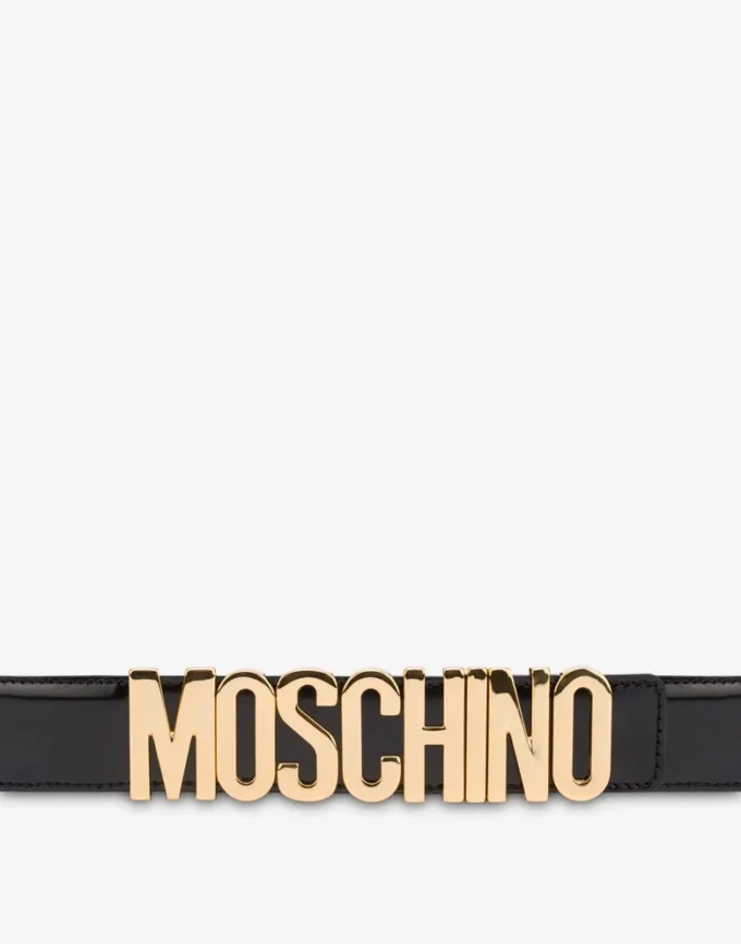 Leather belt with logo