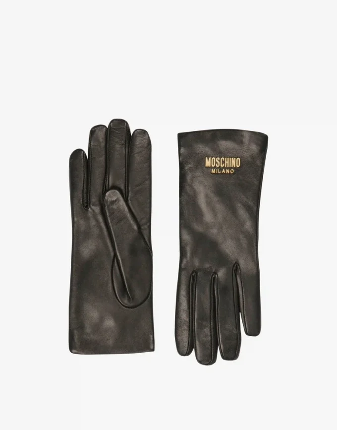 Leather gloves with logo