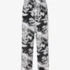 Lightweight cotton poplin pants with goose print
