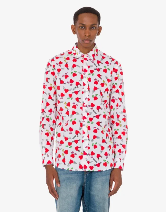 Lightweight cotton poplin shirt with print