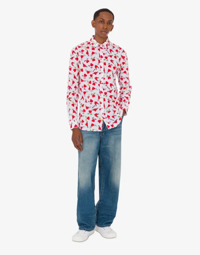Lightweight cotton poplin shirt with print