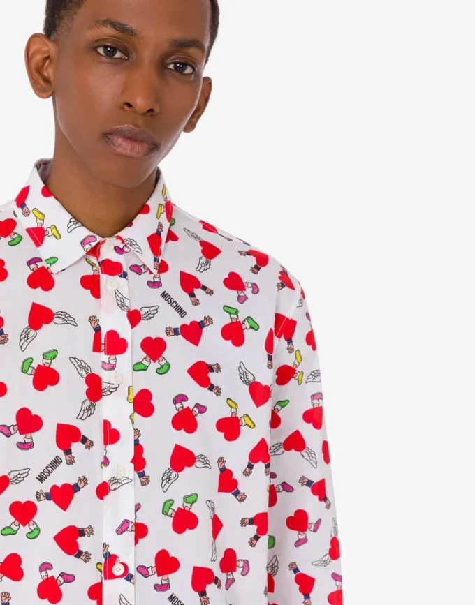 Lightweight cotton poplin shirt with print