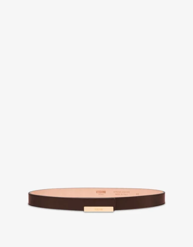 Metal Plaque calfskin belt