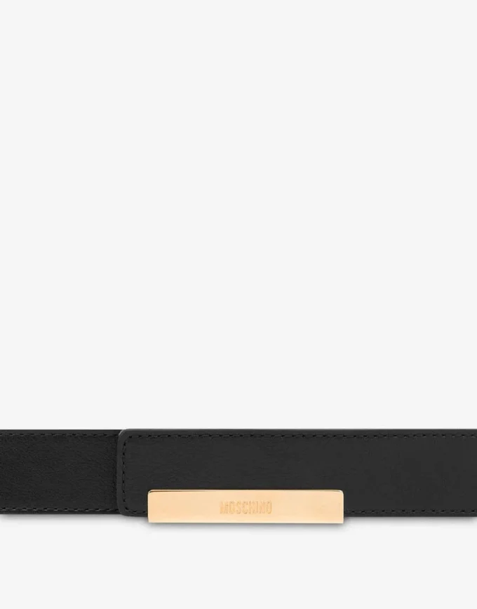 Metal Plaque calfskin belt