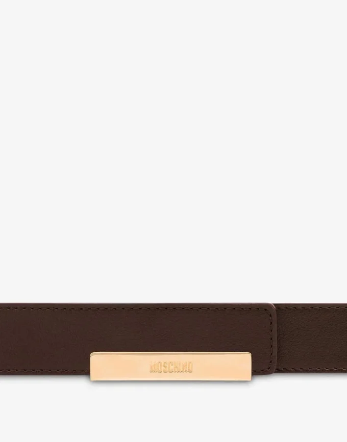 Metal Plaque calfskin belt