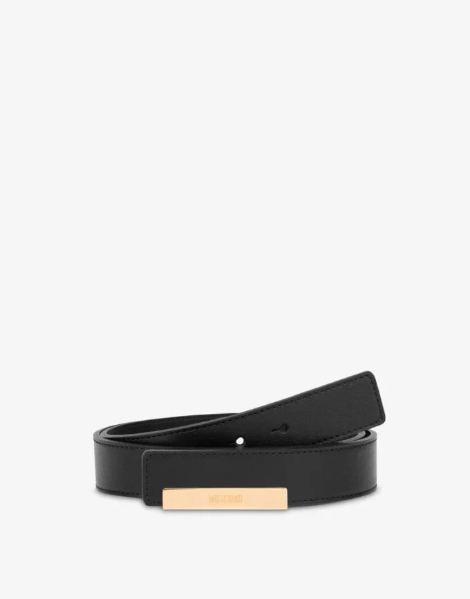 Metal Plaque calfskin belt