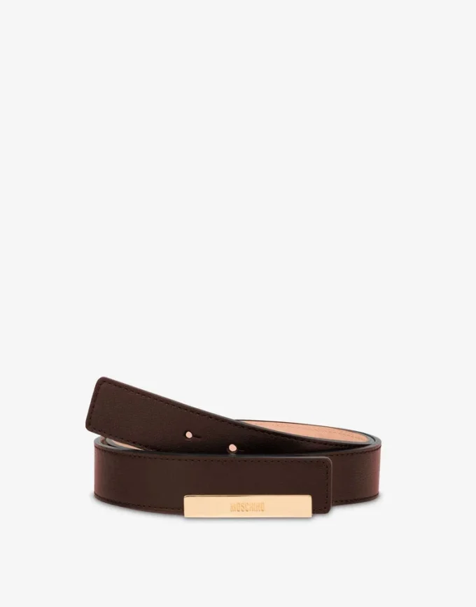 Metal Plaque calfskin belt