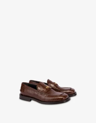 Moccasins in croc-print calfskin Moccasins in croc-print calfskin