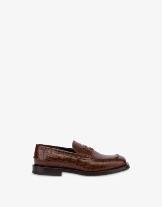Moccasins in croc-print calfskin Moccasins in croc-print calfskin