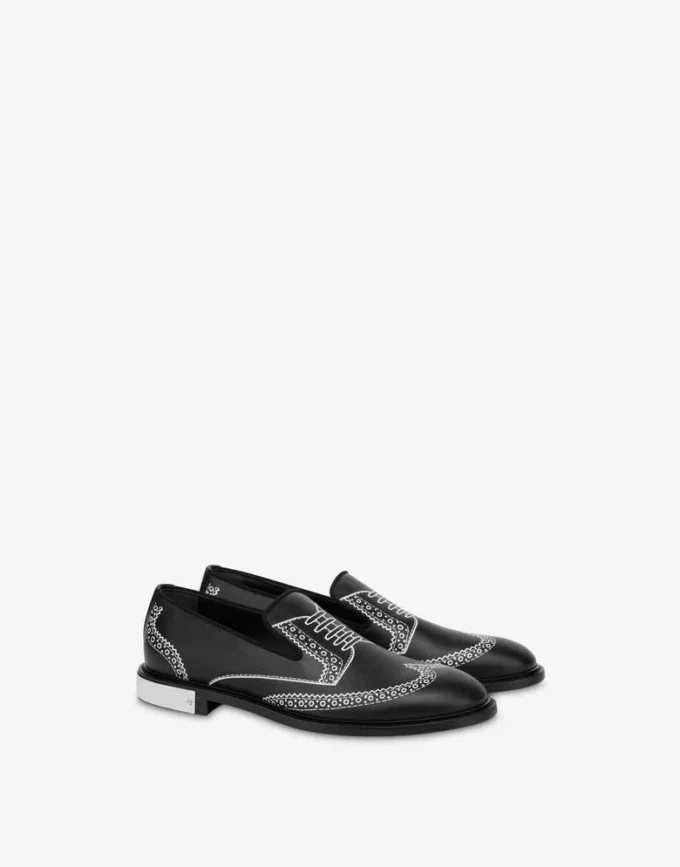Moccasins in printed calfskin