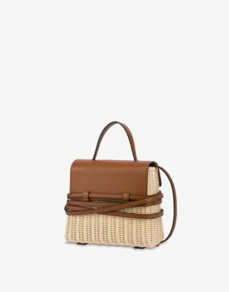 Moschino Tie Me bag in rattan Small