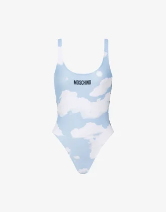 One-piece swimsuit Clouds and Check