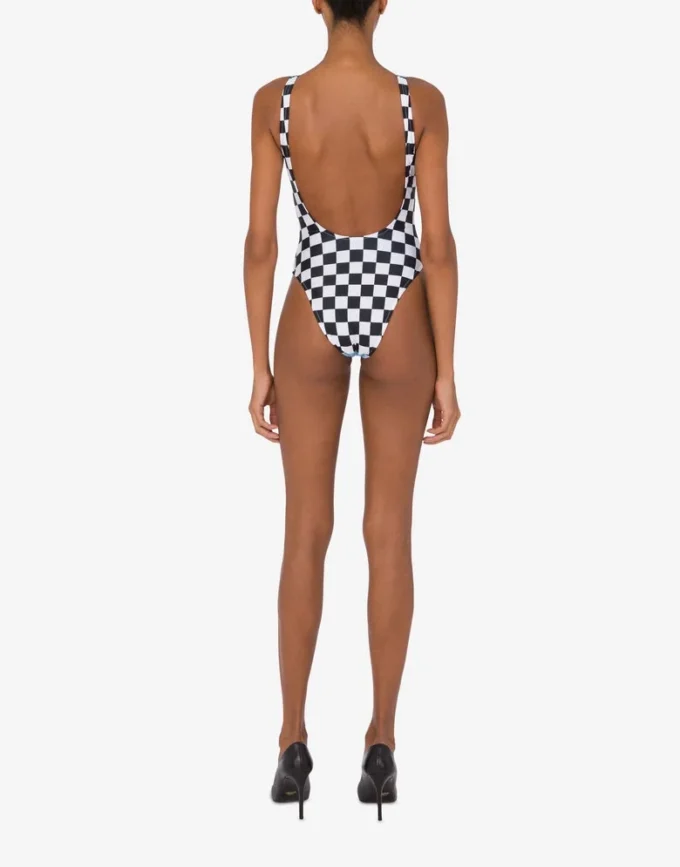 One-piece swimsuit Clouds and Check