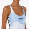 One-piece swimsuit Clouds and Check