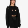 Oversized pullover in carved wool