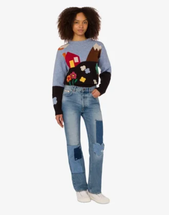 Patchwork denim pants