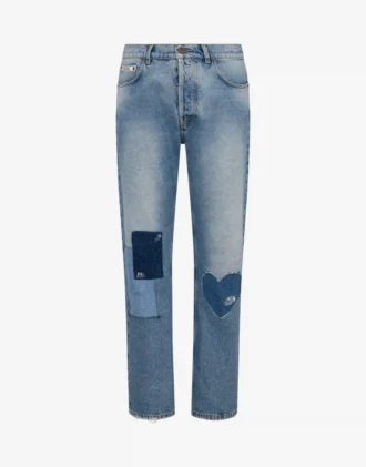 Patcwork cotton denim pants