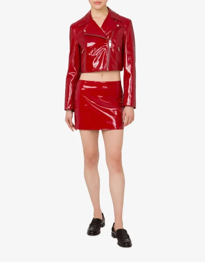 Patent leather biker crop jacket Patent leather biker crop jacket