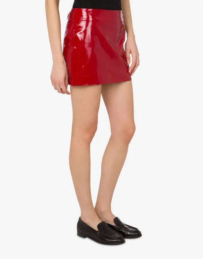 Patent leather mini skirt