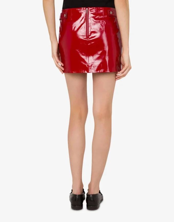 Patent leather mini skirt