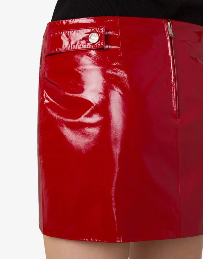 Patent leather mini skirt