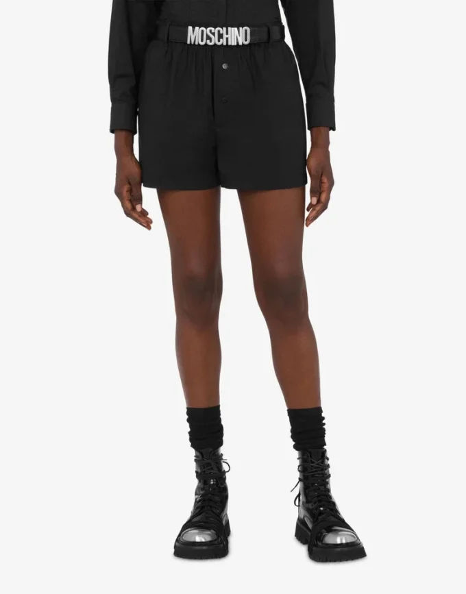 Polka Dots printed cotton poplin shorts