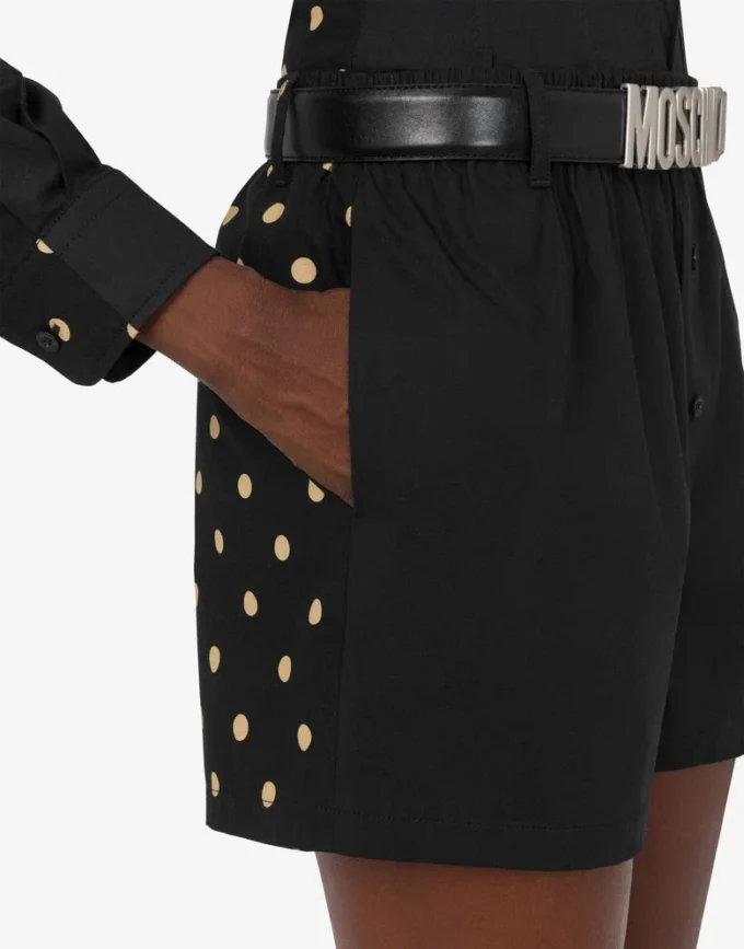 Polka Dots printed cotton poplin shorts