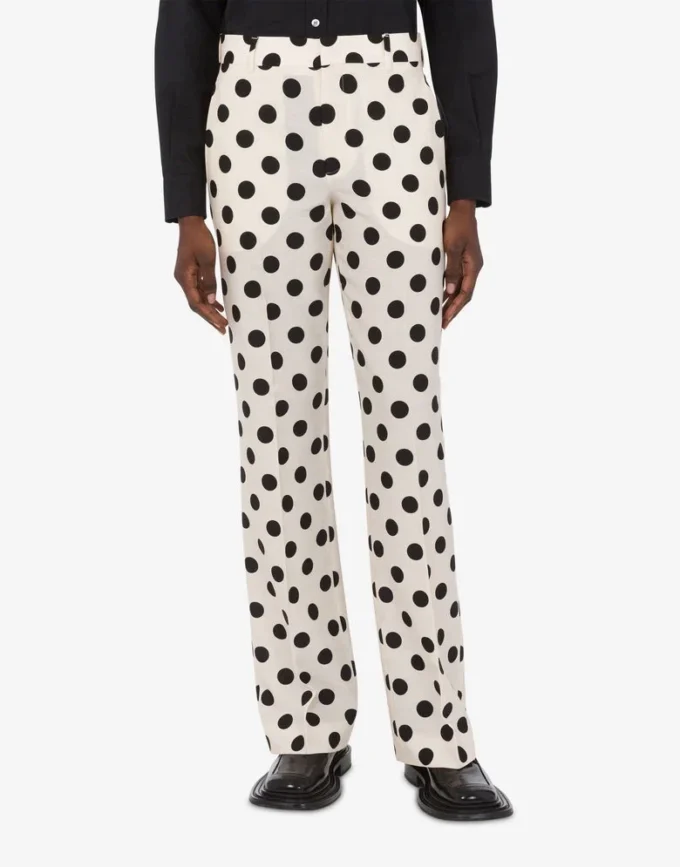 Polka Dots printed wool pants